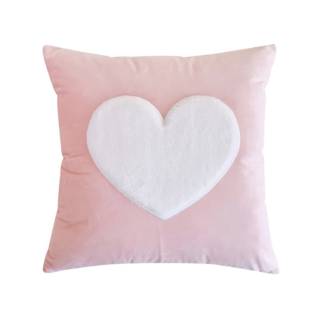 Pink Plush Hearts Cushion Cover — Front view