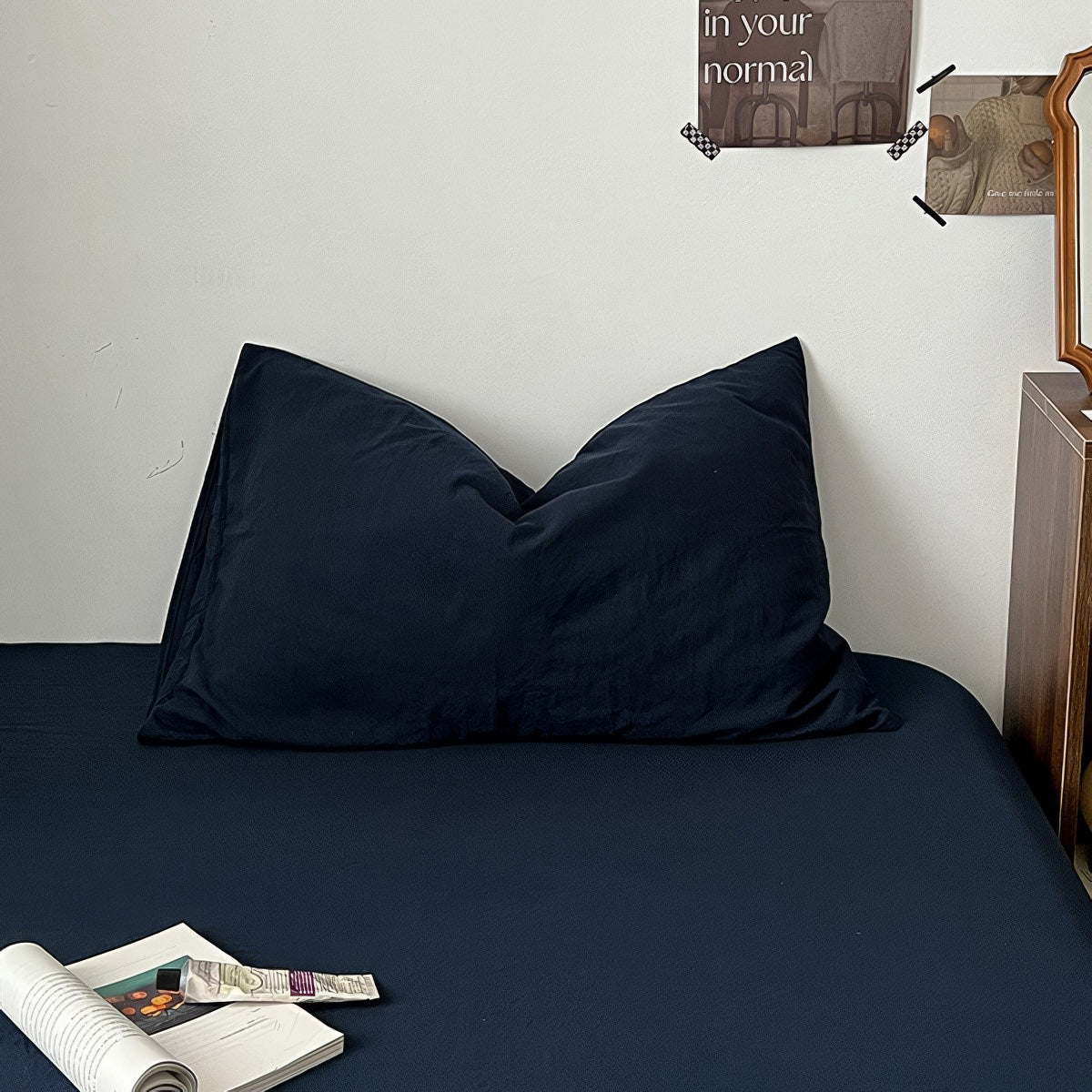 Deep Blue Ocean Minimalist Bedding Set — Soft-Touch Cotton Duvet & Pillowcases — Lifestyle 4