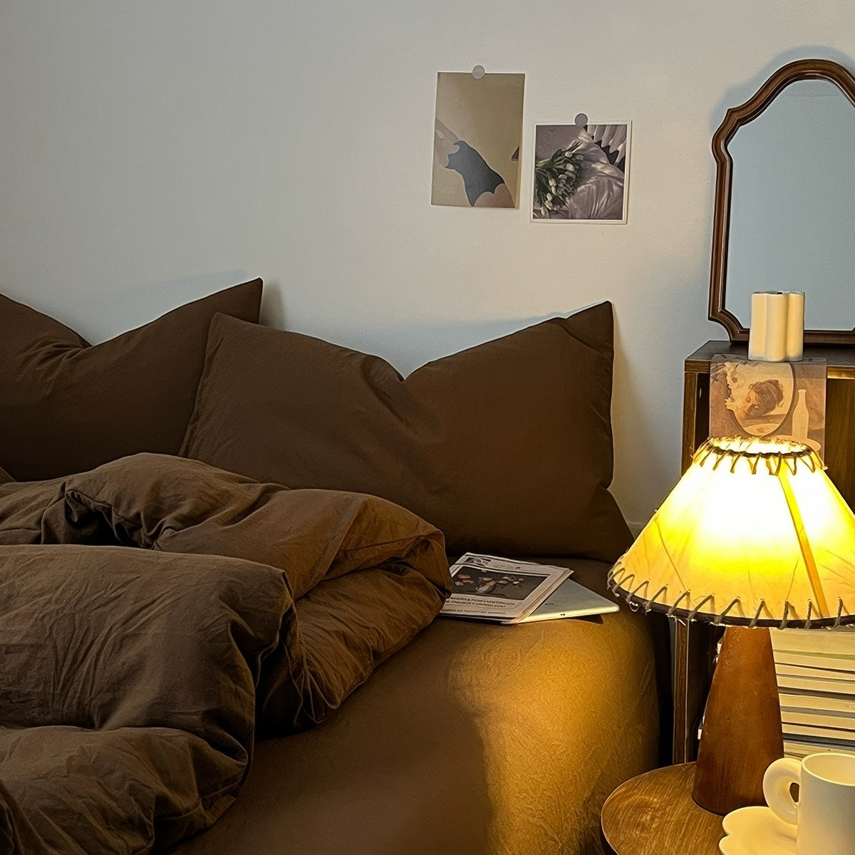Dark Brown Shades Bedding Set — Soft-Touch Cotton Duvet & Pillowcases — Lifestyle 3