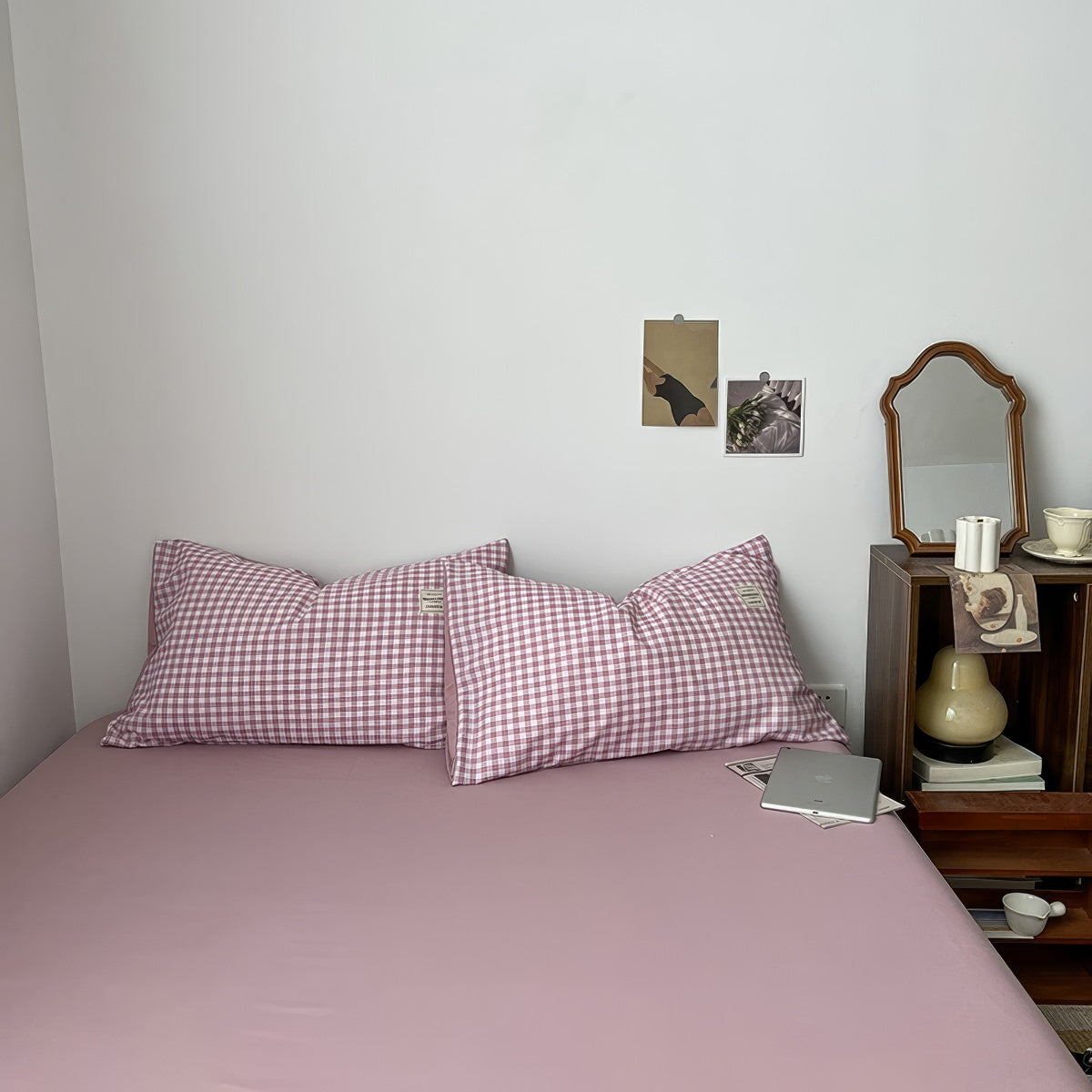 Dusty Purple Gingham Bedding Set — Cotton Duvet & Pillowcases — Lifestyle 8