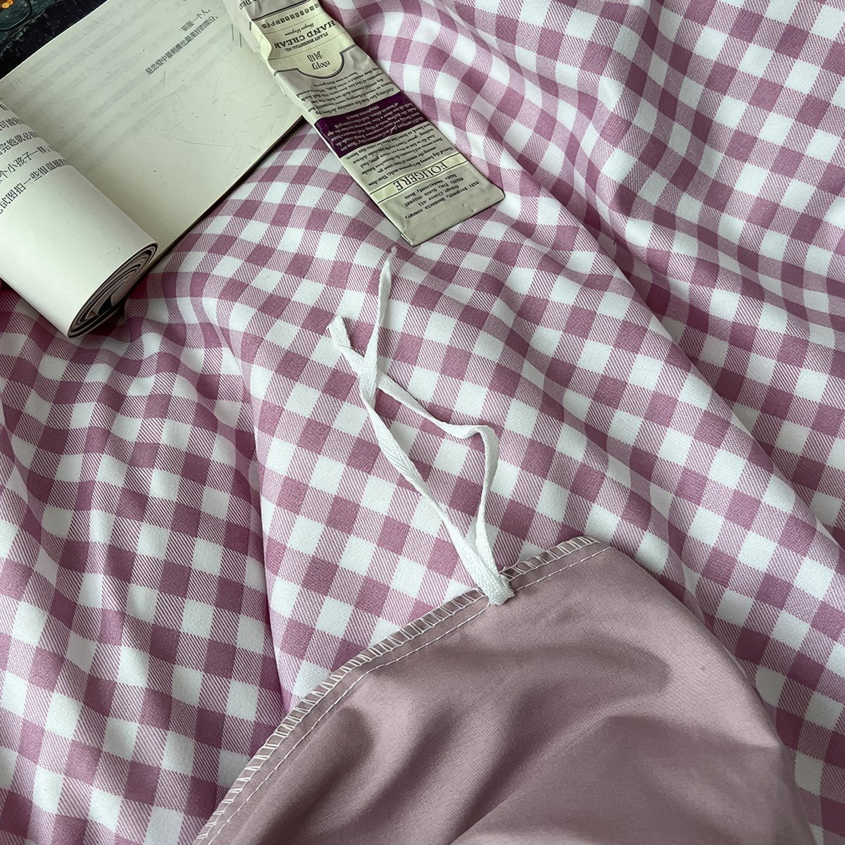 Dusty Purple Gingham Bedding Set — Cotton Duvet & Pillowcases — Lifestyle 5