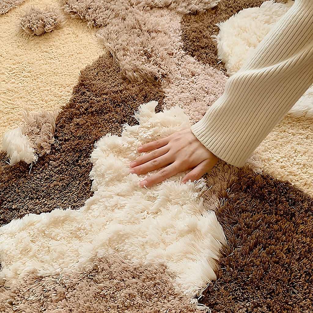 Earthy Tones Tufted Accent Rug — Soft Accent Rug for Bedroom Layering — Lifestyle 3