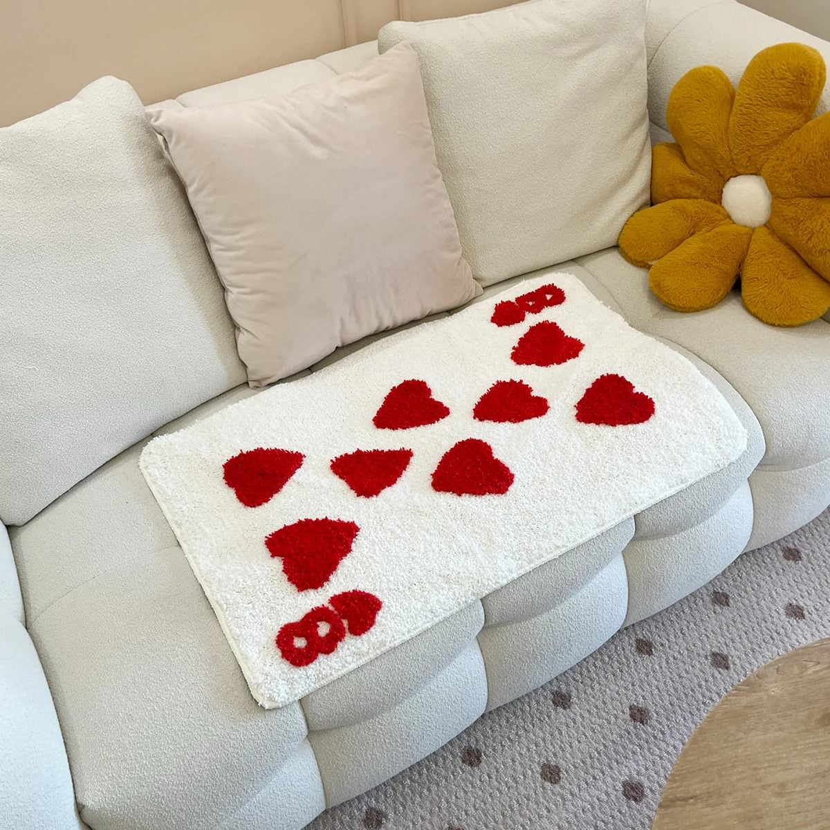 8 of Hearts Accent Rug — Soft Accent Rug for Bedroom Layering — Lifestyle 2