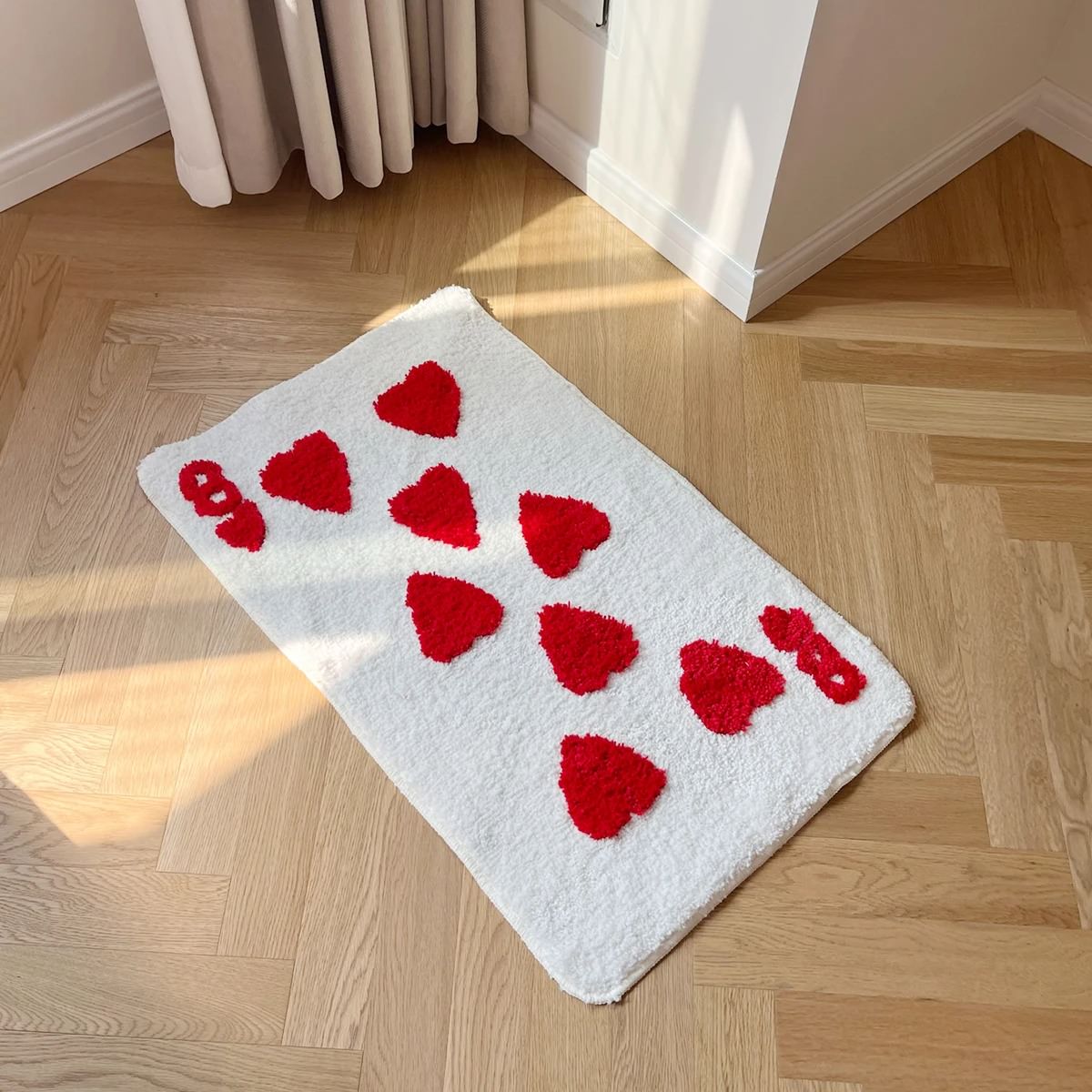 8 of Hearts Accent Rug — Soft Accent Rug for Bedroom Layering — Detail