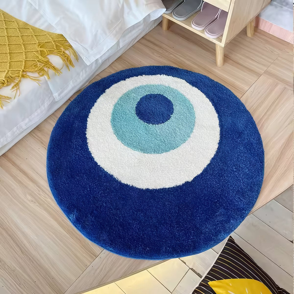 Evil Eye Tufted Accent Rug — Soft Accent Rug for Bedroom Layering — Lifestyle 1