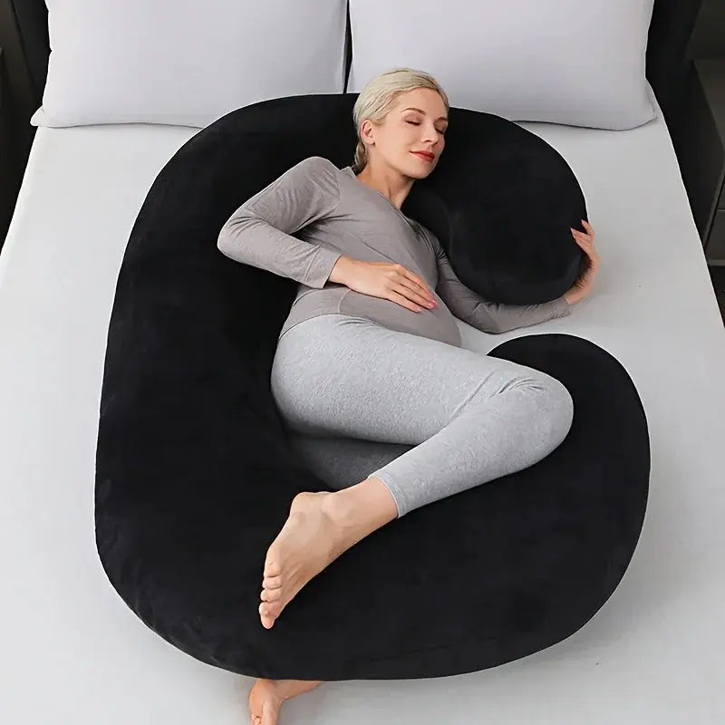 C-Shaped Body Pillow for Sleep and Recovery – Available in Grey, Black, Purple, Blue; Sizes 28x55" and 31x59 — Lifestyle 6