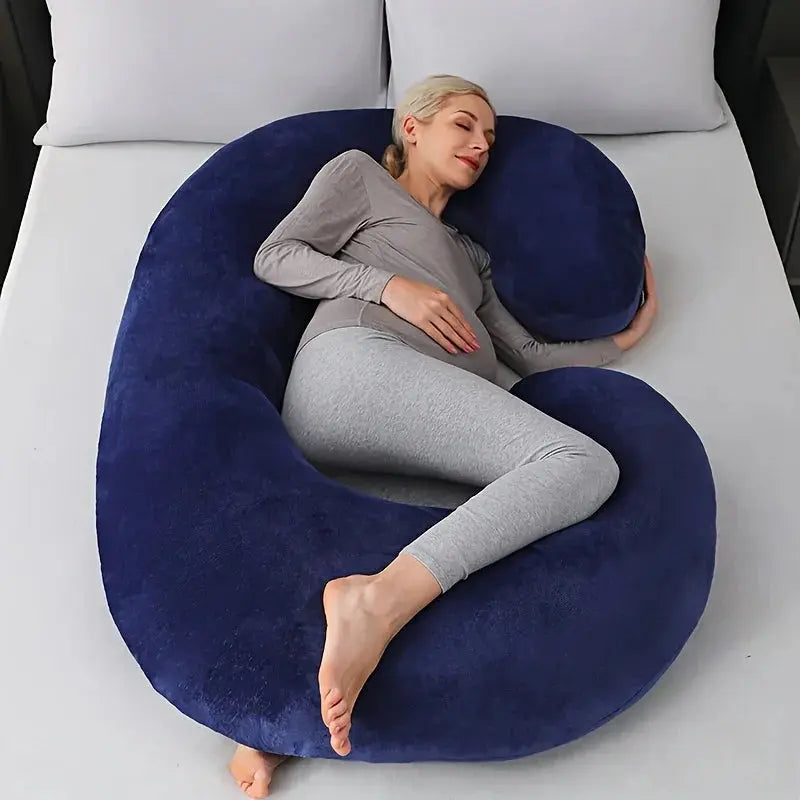 C-Shaped Body Pillow for Sleep and Recovery – Available in Grey, Black, Purple, Blue; Sizes 28x55" and 31x59 — Lifestyle 11