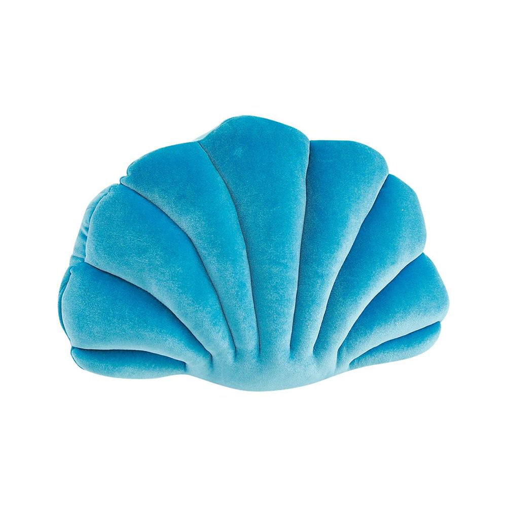 Seashell Velvet Throw Pillow — Sculpted Coastal Cushion for Bedrooms — Lifestyle 7
