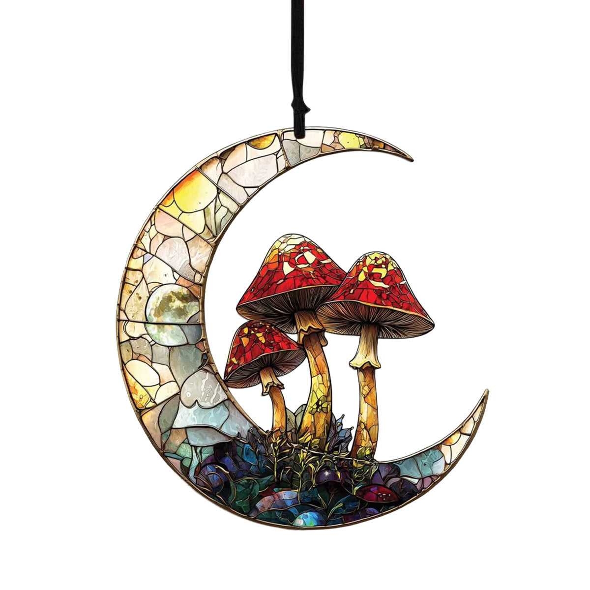 Moon & Mushroom Suncatcher — Considered Home Styling — Front view