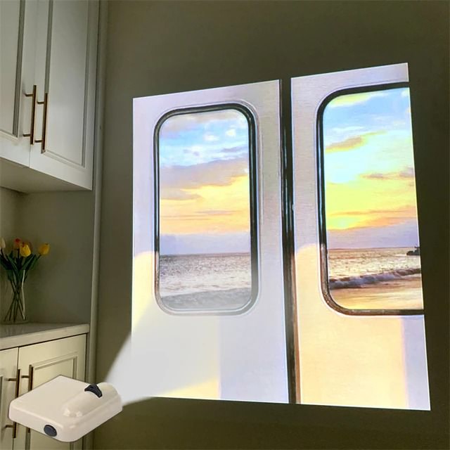 Fake Window Mini Projector — Warm LED Mood Lighting for Bedside — Lifestyle 4
