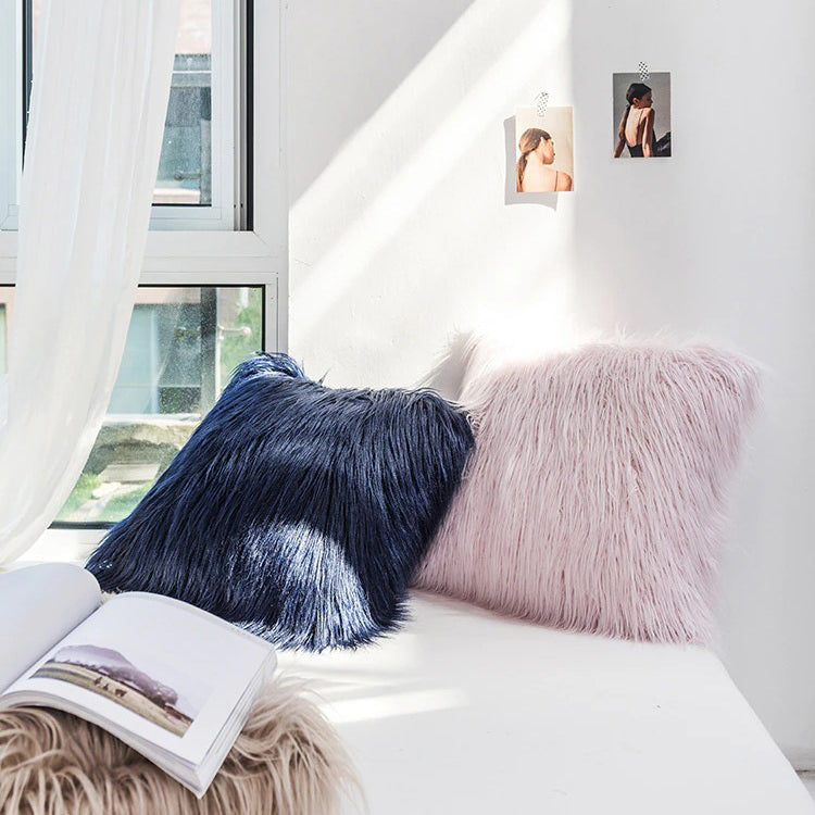 Long Faux Fur Cushion Cover — Dusty Tones for Bedroom & Lounge Styling — Lifestyle 5