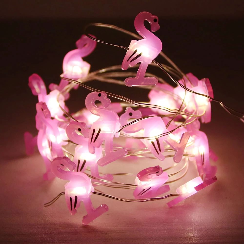 Flamingo Fairy String Lights — Warm LED Mood Lighting for Bedside — Front view