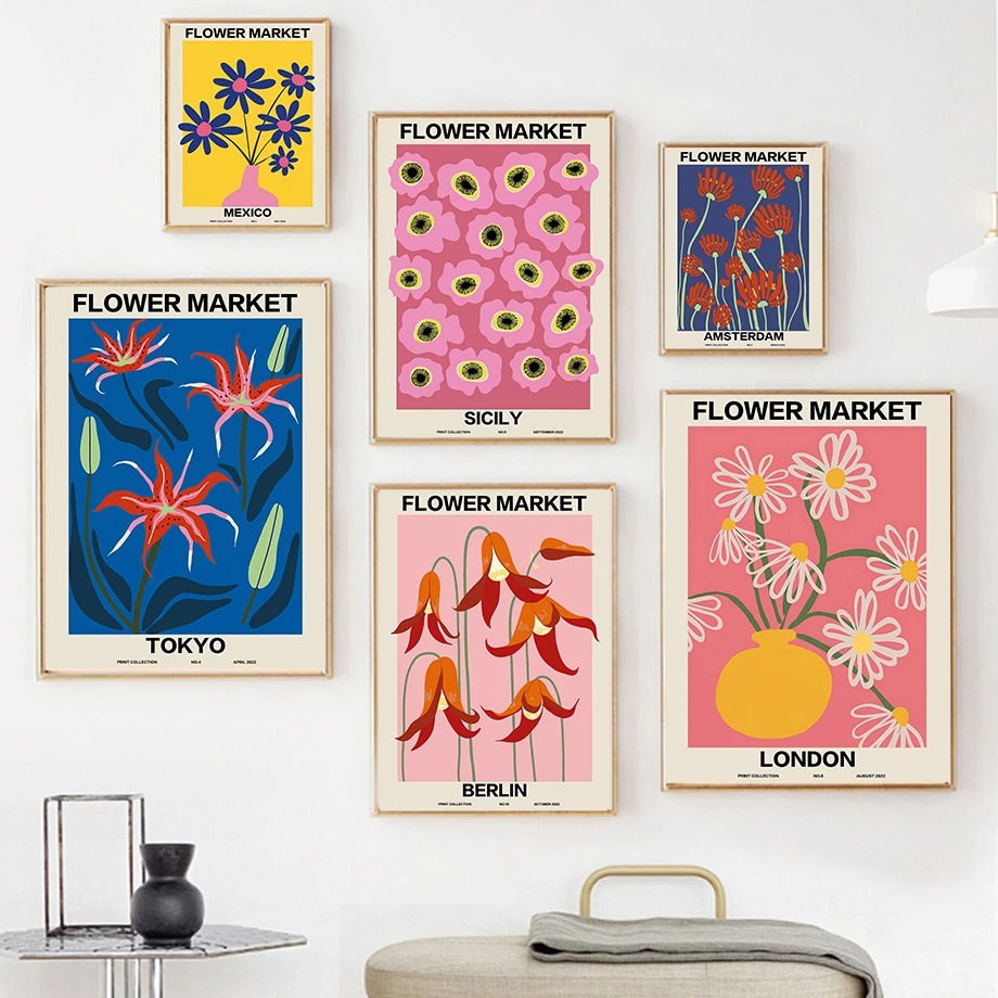 Flower Market Gallery Wall Canvas Posters — Considered Home Styling — Lifestyle 1