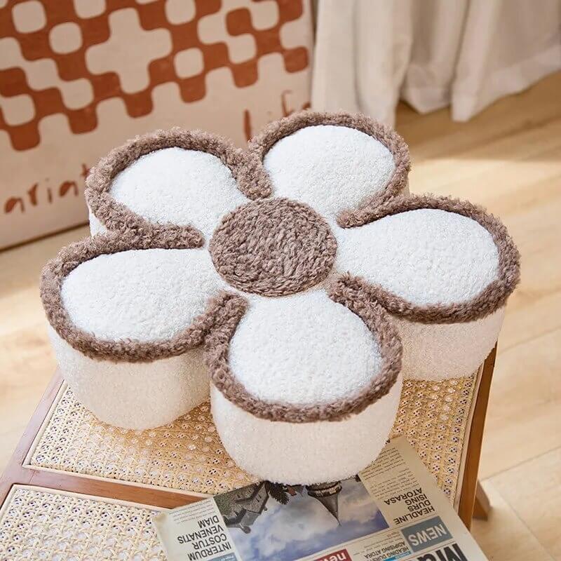 Fluffy Flower Throw Pillow — Plush Petal Cushion for Bedrooms — Lifestyle 1