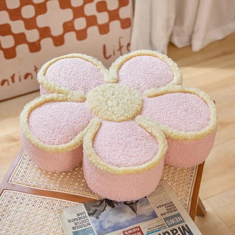 Fluffy Flower Throw Pillow — Plush Petal Cushion for Bedrooms — Lifestyle 3