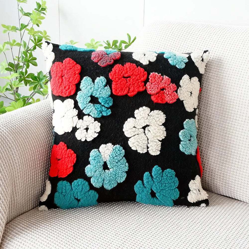 Fluffy Flowers Cushion Cover — Tufted Floral Texture for Soft Bedroom Layers — Lifestyle 4