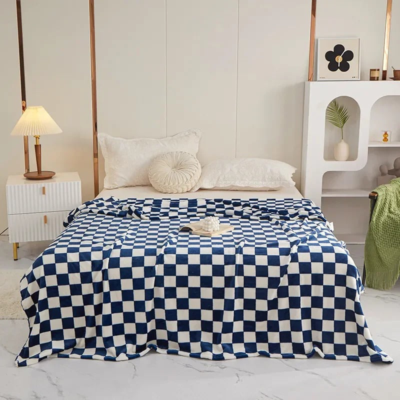 Checkered Throw Blanket — Plush Soft Knit for the Sofa — Lifestyle 3