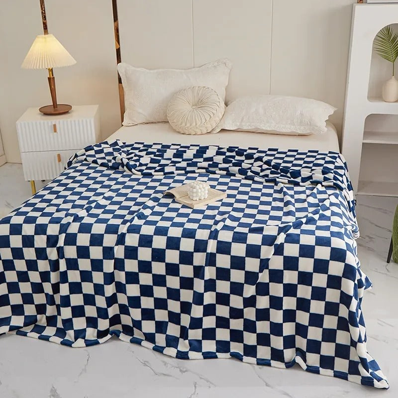 Checkered Throw Blanket — Plush Soft Knit for the Sofa — Lifestyle 4