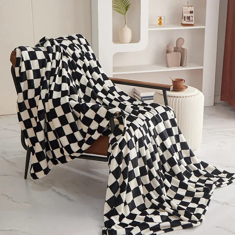 Checkered Throw Blanket — Plush Soft Knit for the Sofa — Lifestyle 6