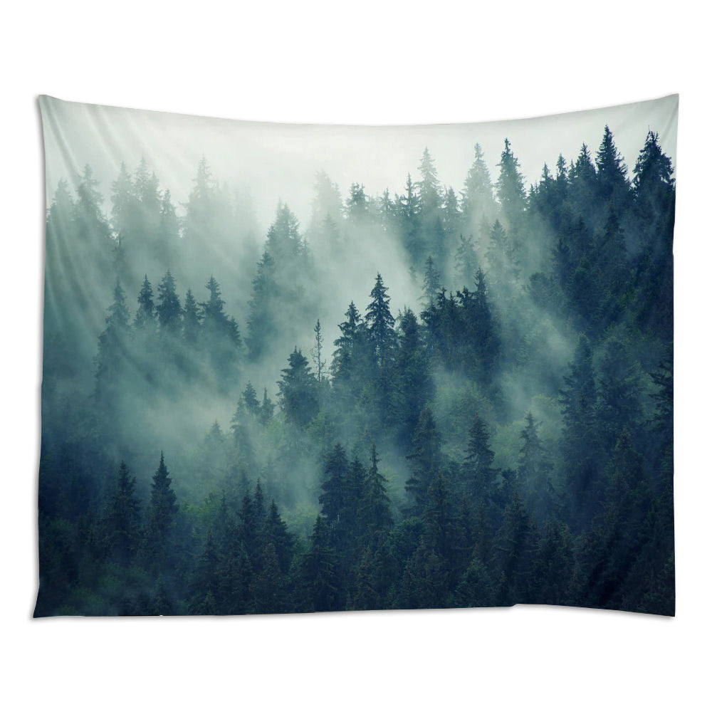 Nordic Foggy Forest Big Tapestry — Considered Home Styling — Front view