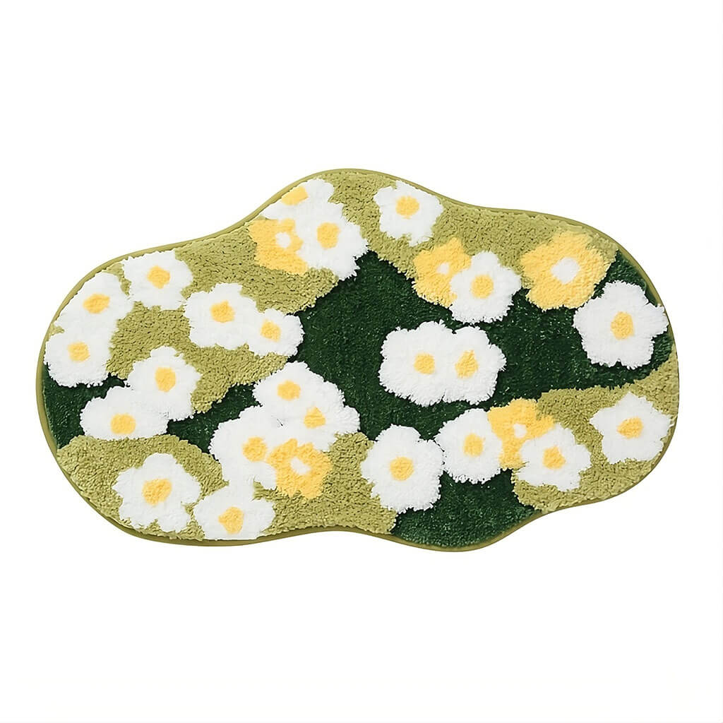 Fresh Daisy Meadow Tufted Rug — Soft Accent Rug for Bedroom Layering — Front view