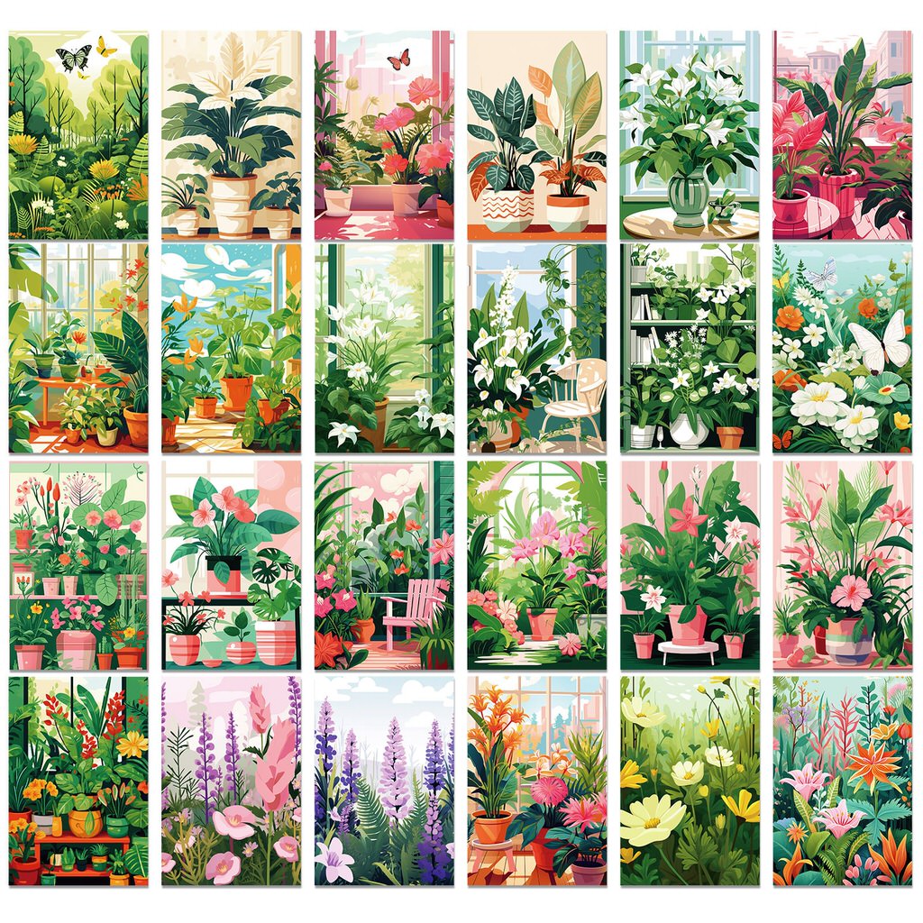 Fresh Green Flowers Wall Collage Cards Kit — Considered Home Styling