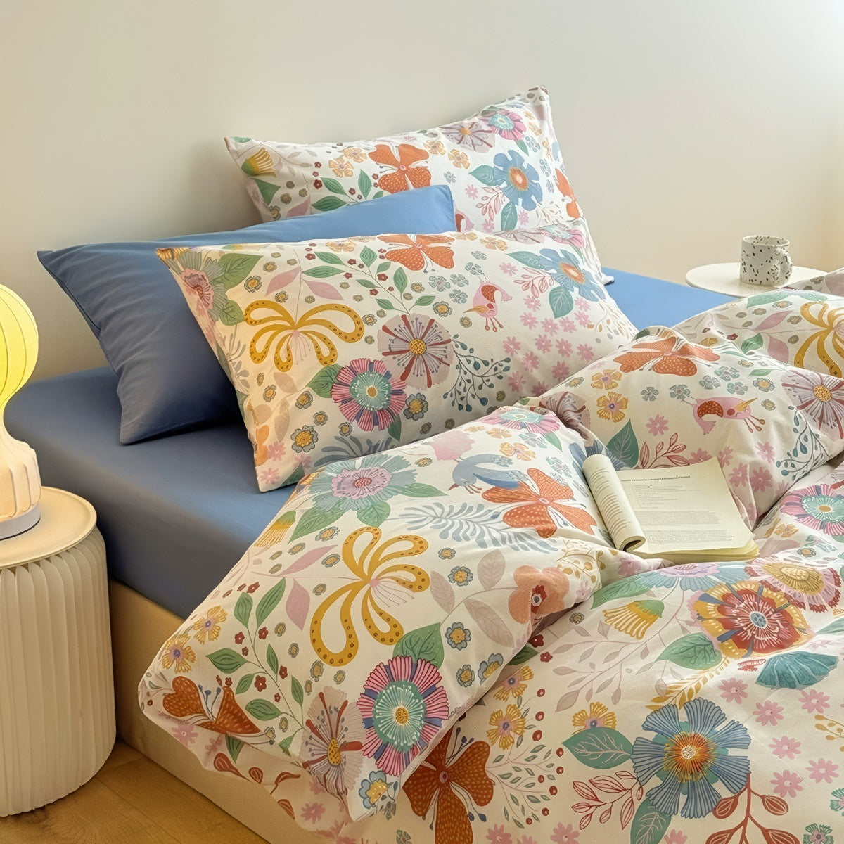 Funky Flowers Bedding Set — Soft-Touch Cotton Duvet & Pillowcases — Front view