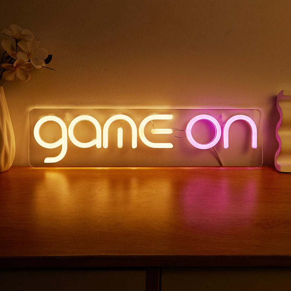 Game On Wall LED Neon Sign — Warm LED Mood Lighting for Bedside — Front view