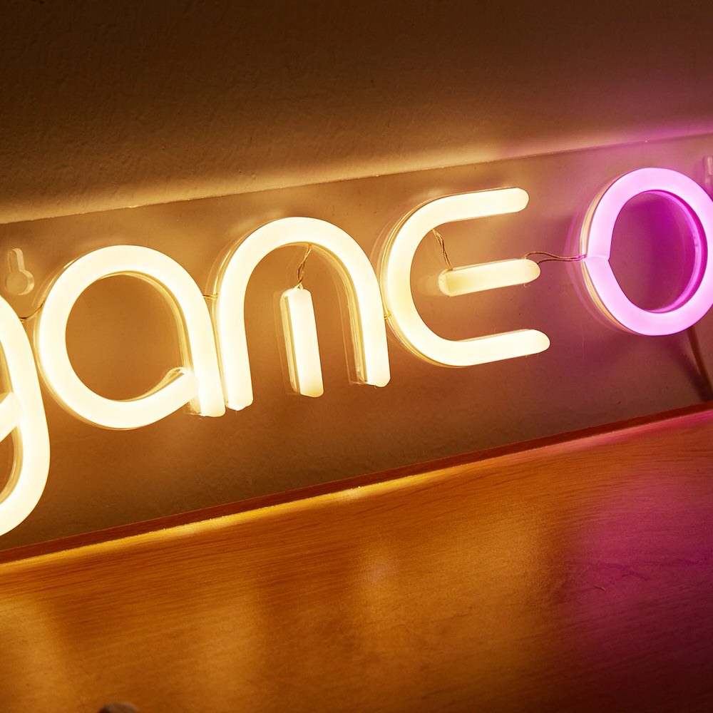 Game On Wall LED Neon Sign — Warm LED Mood Lighting for Bedside — Detail