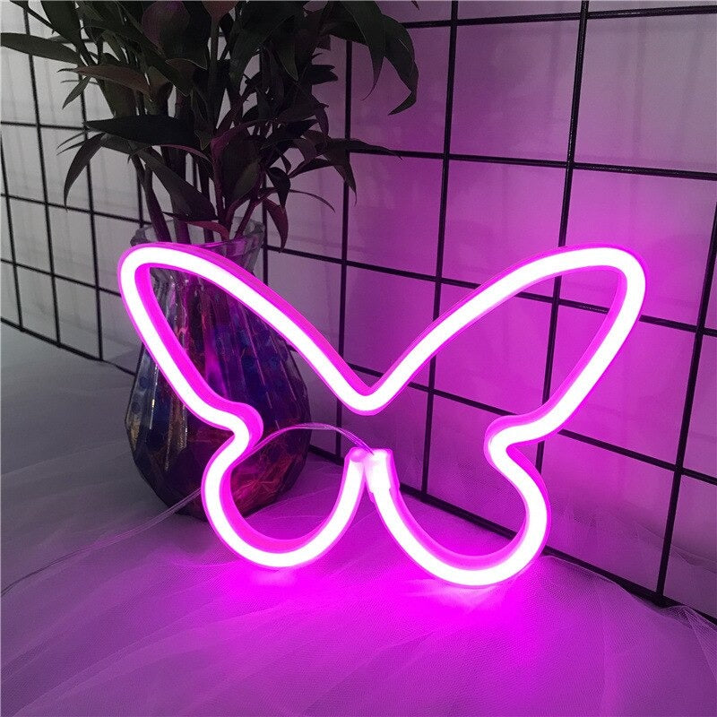 Butterfly Wall Neon Sign — Warm LED Mood Lighting for Bedside — Front view