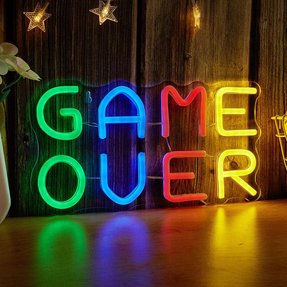 Game Over Multicolor LED Neon Sign — Front view