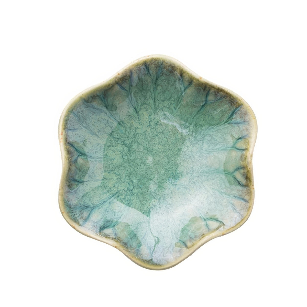 Petal Ceramic Jewelry Tray — Crackle-Glaze Catch-All for Vanity Styling — Front view