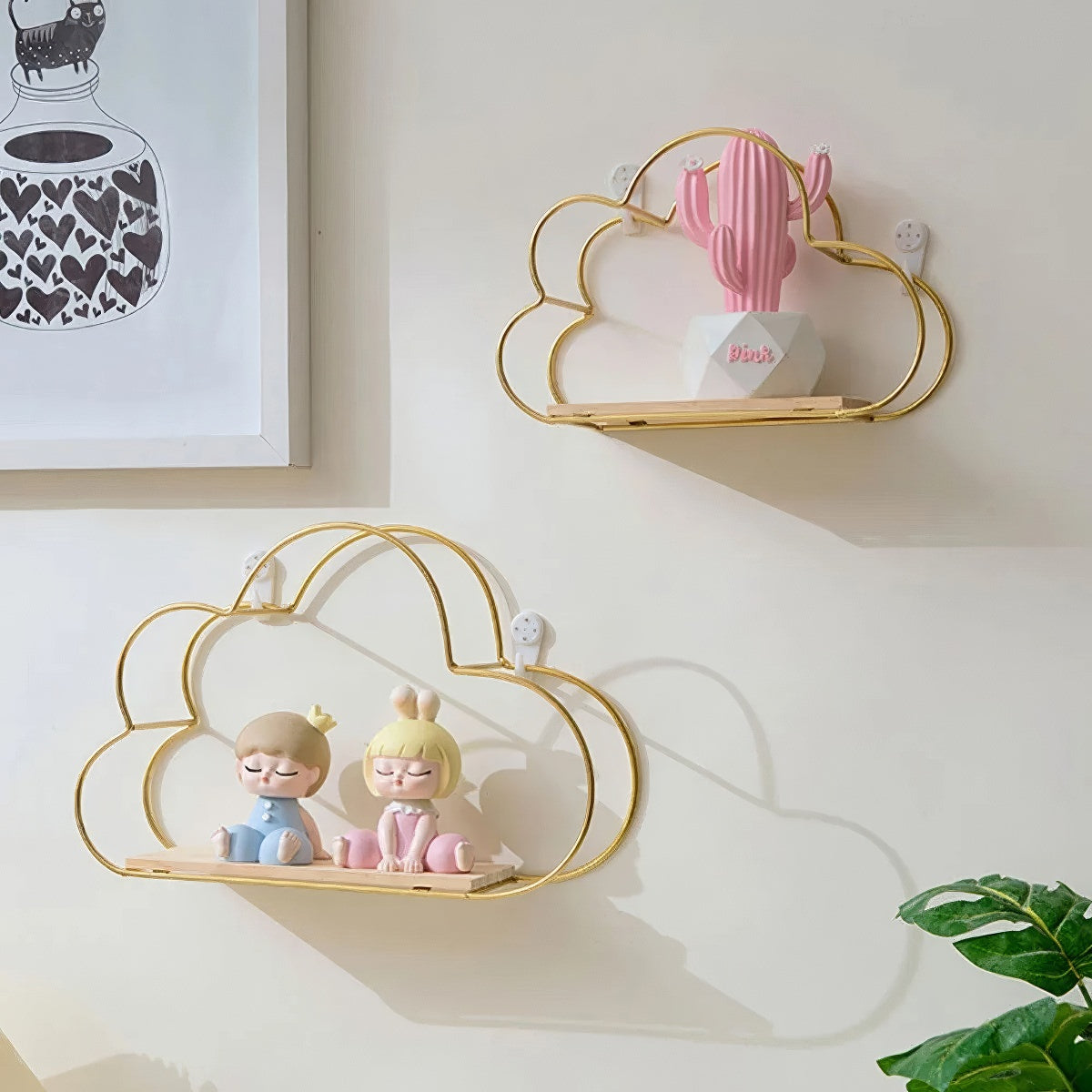 Gold Frame Cloud Shaped Wall Shelf — Considered Home Styling — Lifestyle 1
