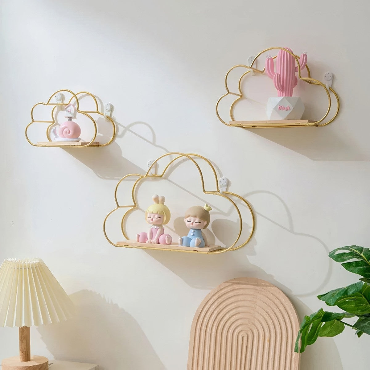 Gold Frame Cloud Shaped Wall Shelf — Considered Home Styling — Lifestyle 3