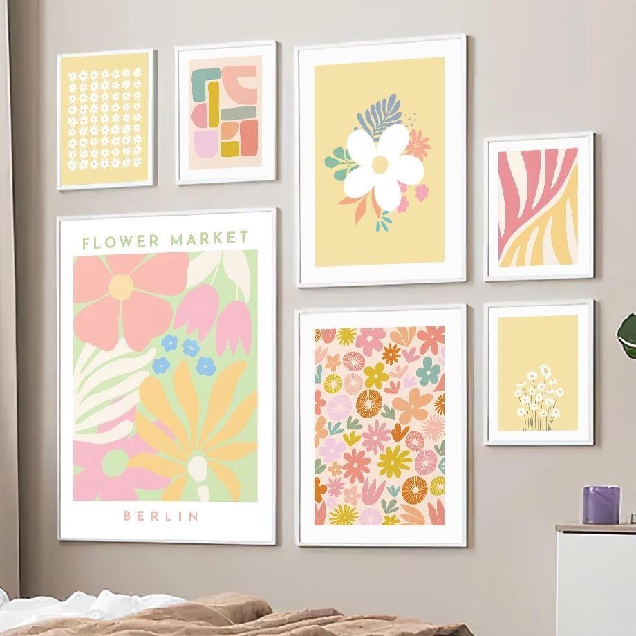 Yellow Pastel Flower Canvas Posters — Considered Home Styling