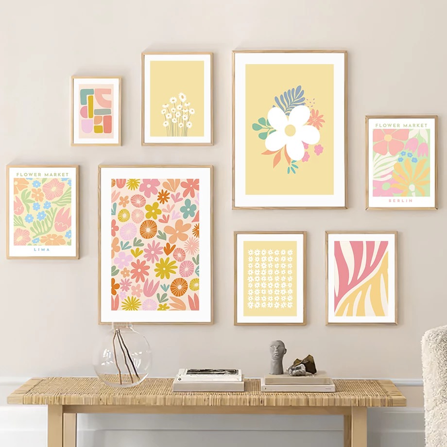 Yellow Pastel Flower Canvas Posters — Considered Home Styling