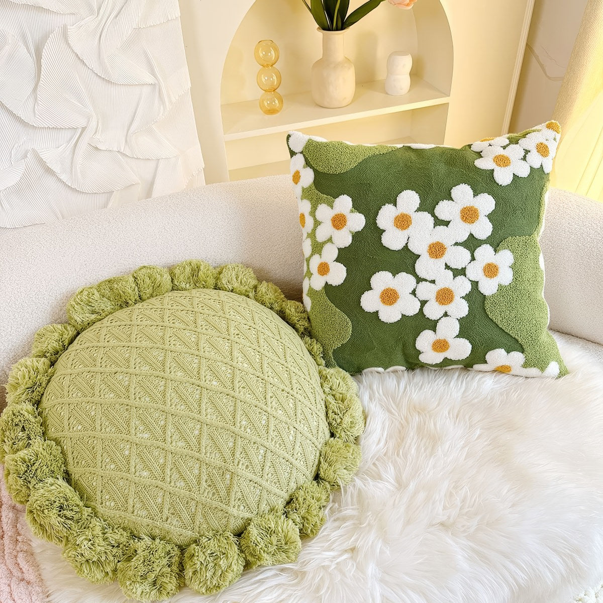 Daisy Cushion Cover — Embroidered Cotton for the Sofa — Lifestyle 2