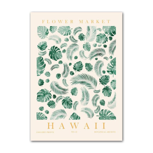 Green Leaves Herbarium Canvas Posters — Considered Home Styling