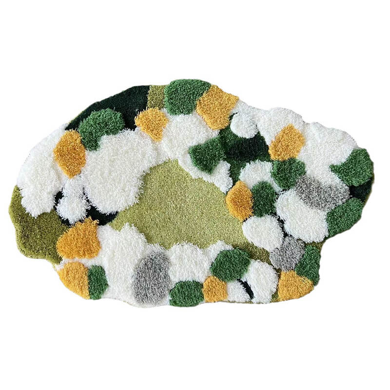Green Moss Tufted Rug — Soft Accent Rug for Bedroom Layering — Front view