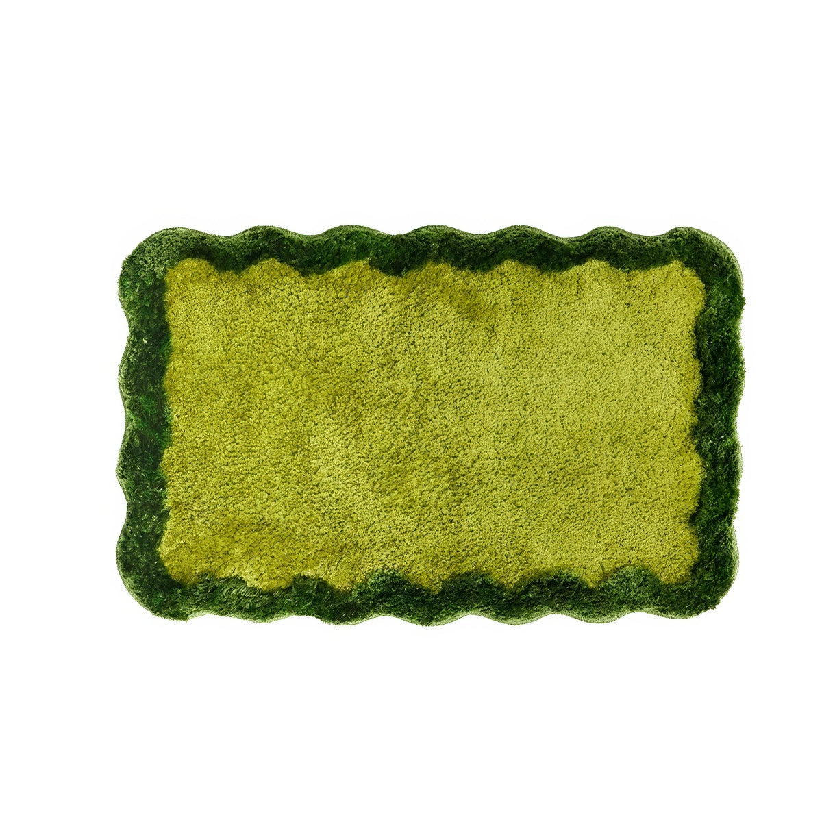 Simple Wavy Green Floor Mat — Soft Accent Rug for Bedroom Layering — Front view