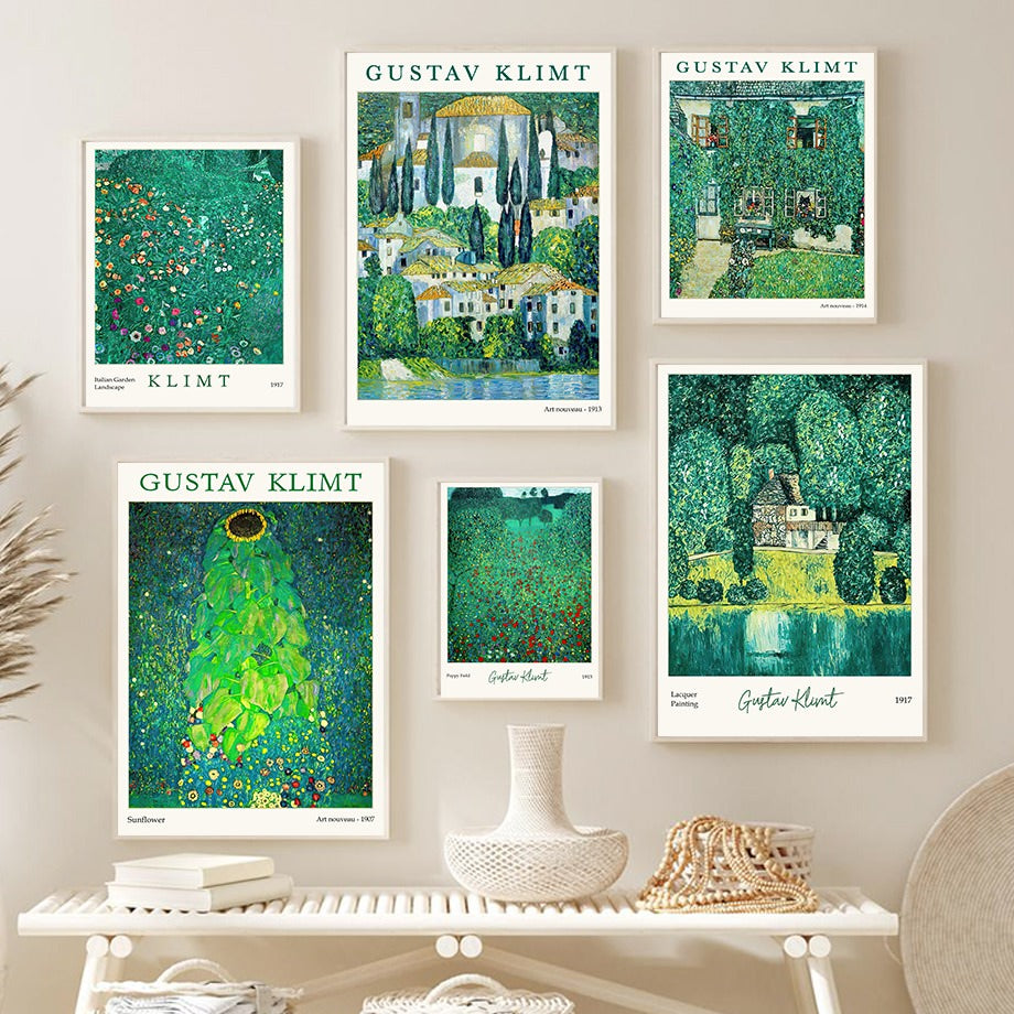 Klimt Green Art Hoe Canvas Posters — Considered Home Styling — Front view