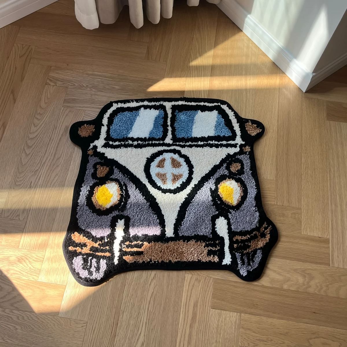Hippie Bus Accent Tufted Rug — Soft Accent Rug for Bedroom Layering — Lifestyle 2
