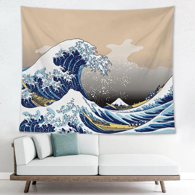 Hokusai Kanagawa Wave Tapestry — Considered Home Styling — Lifestyle 1