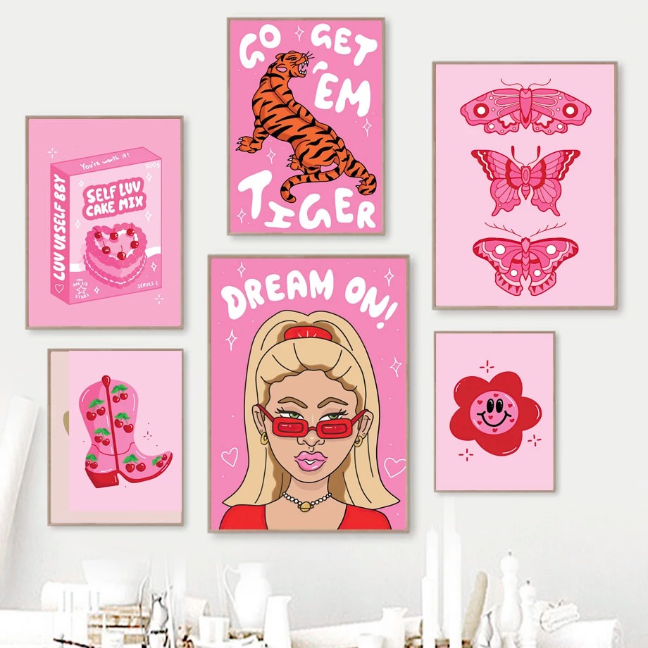 Hot Pink Girly Canvas Posters — Considered Home Styling — Front view