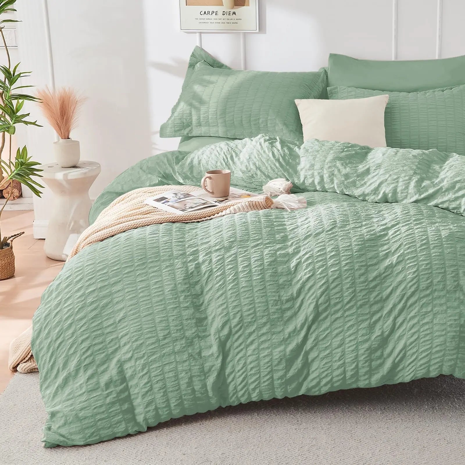 Cooling Microfiber Duvet Cover Set for Comfortable Sleep - Available in White, Gray, Green, Blue; Sizes: Single to King — Lif