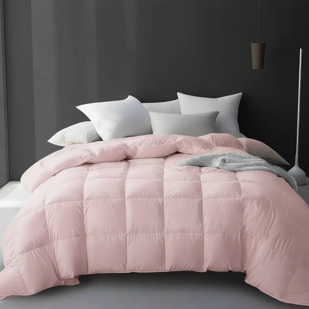 Cooling Goose Down Quilt for Comfortable Sleep - Available in White, Pink, Gray; Multiple Sizes: Single to King — Lifestyle 7