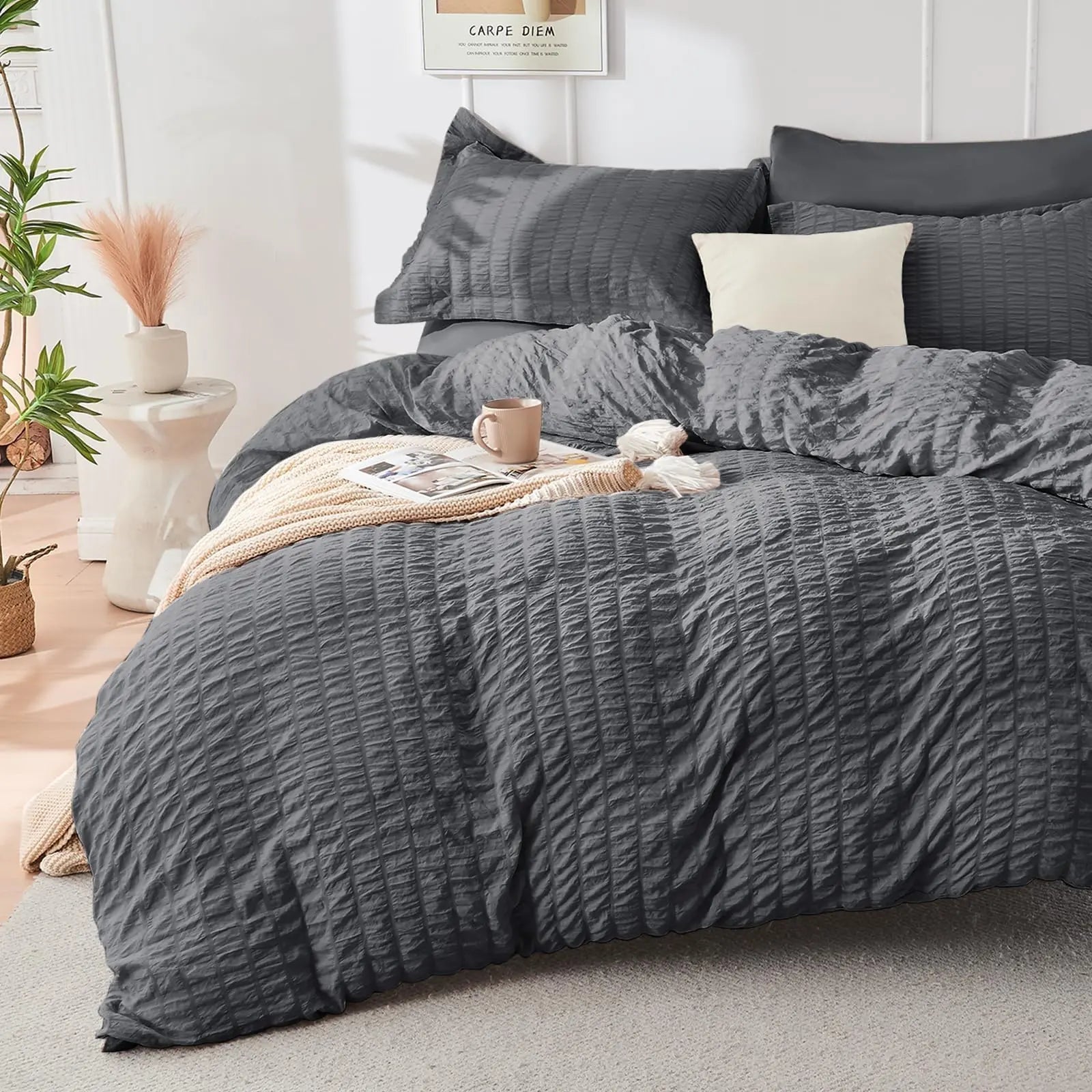 Cooling Microfiber Duvet Cover Set for Comfortable Sleep - Available in White, Gray, Green, Blue; Sizes: Single to King — Lif
