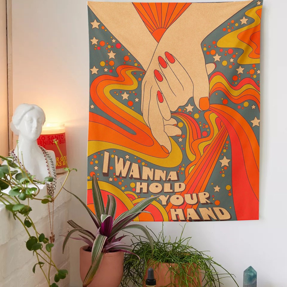Wanna Hold Your Hand Tapestry — Considered Home Styling — Detail