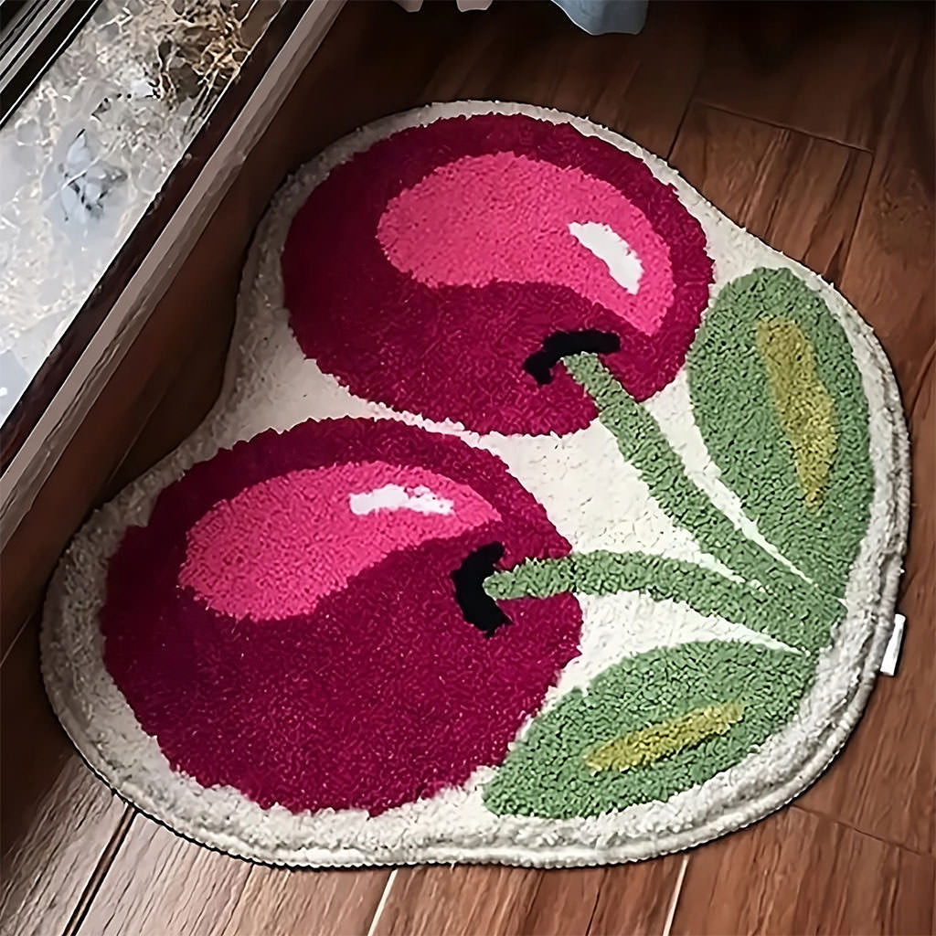 Juicy Cherry Tufted Accent Rug — Soft Accent Rug for Bedroom Layering — Lifestyle 1