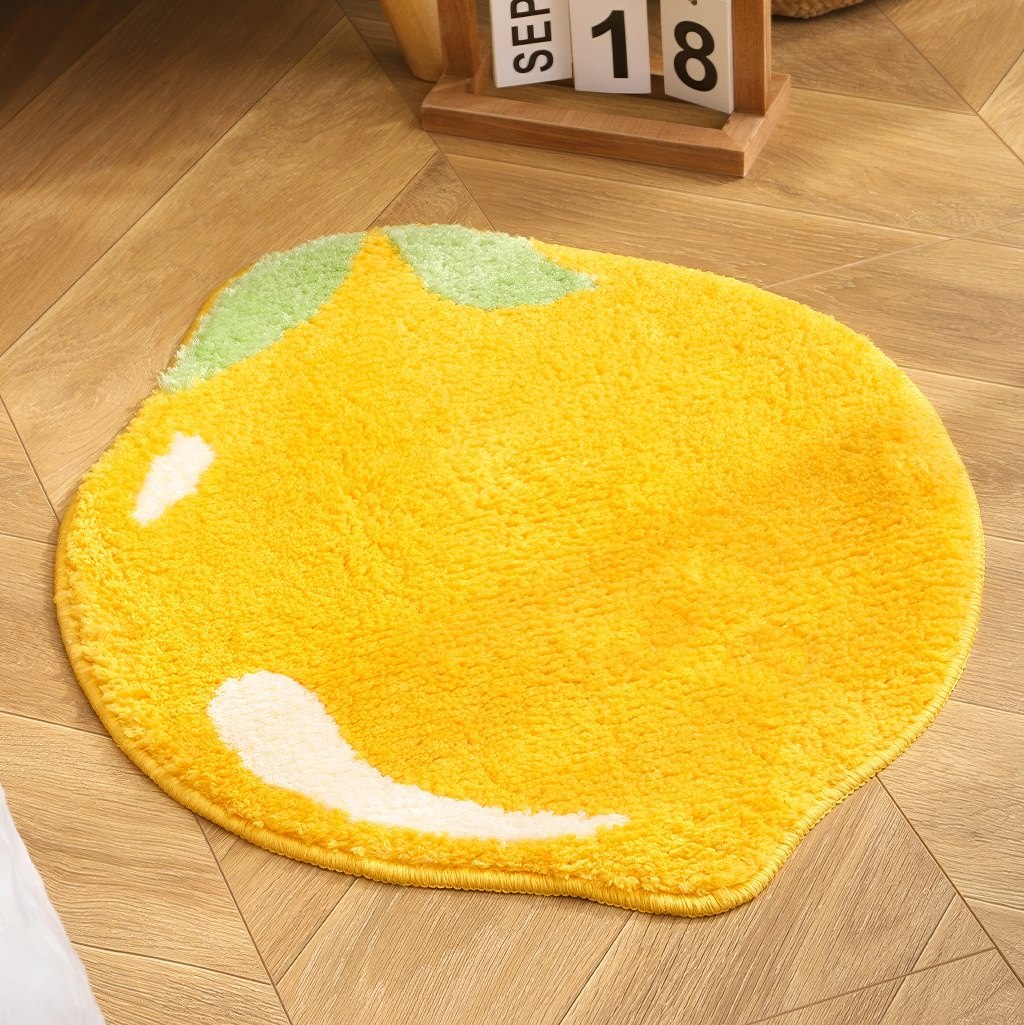 Juicy Yellow Lemon Tufted Accent Rug — Soft Accent Rug for Bedroom Layering — Detail